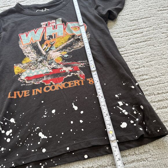 Chaster The Who Tour Womens Top Shirt Size Small Black Paint Splatter Band Tee - Picture 5 of 8